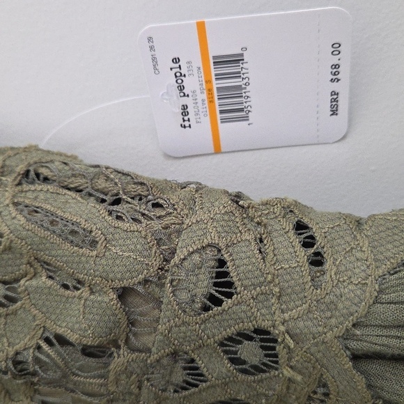 Free People Adella Cami Olive Green Lace Ruffle Top - Picture 9 of 12